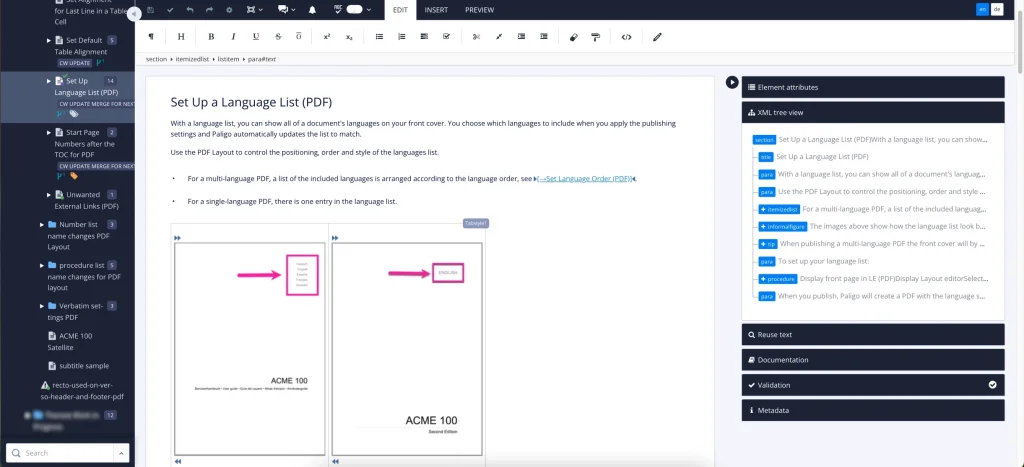A screenshot of content in the main Paligo editor.